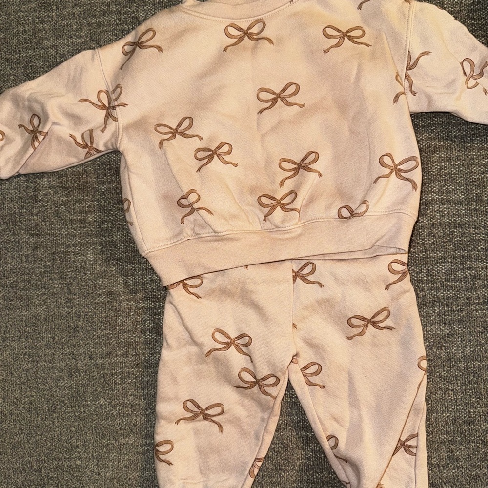 Rylee + Cru Pink and Brown Bow Pajama Set